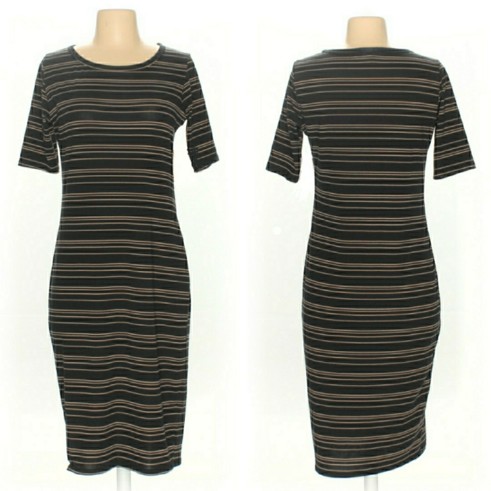 Black / Tan 3/4 Sleeve LuLaRoe Julia DressLrg